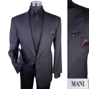 Mani Men's Striped 2 Button Sport Coat Jacket Blazer Wool Size 41R Casual Suits
